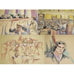 A Large Collection of Original, Colored Sketches of the United States Supreme Court, Senate, and U.S. District Court (129 original hand drawn sketches by Artist Joan Andrew)